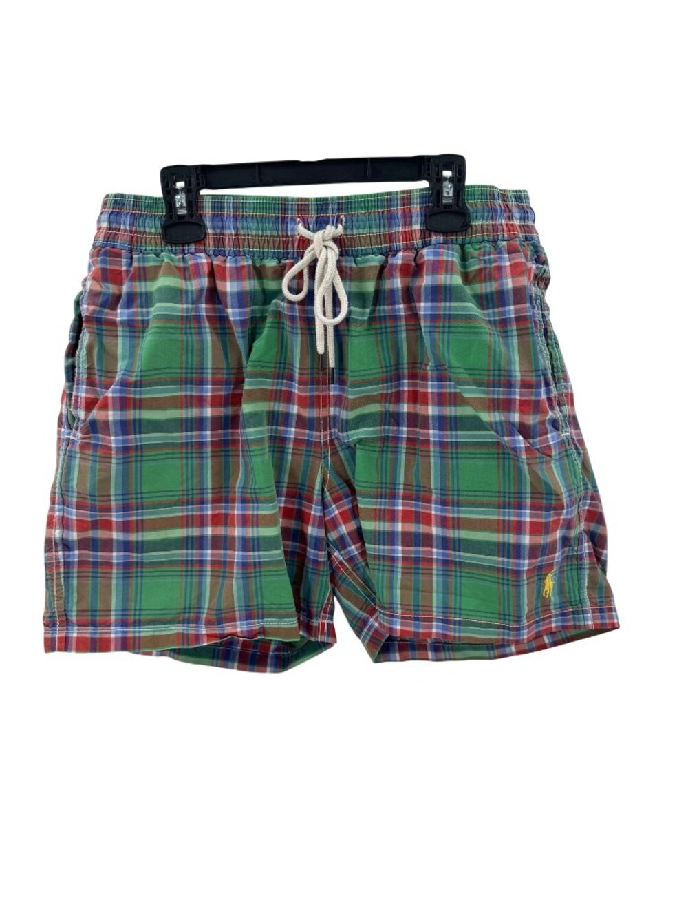 Polo Ralph Lauren Women's Plaid Swim Shorts Green/Red Size M Drawstring Waist